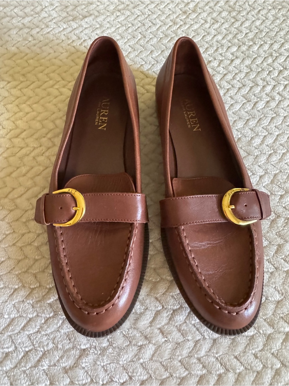 Lauren Ralph Lauren Brown Leather Buckle Loafers - Women's Size 6.5